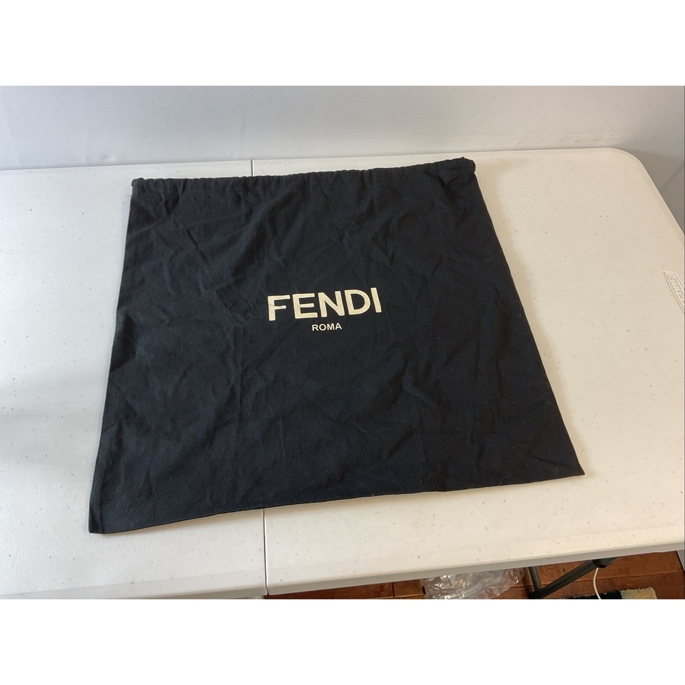 Fendi Roma Black Drawstring Dust Bag Large Cotton Storage Pouch 19x19
